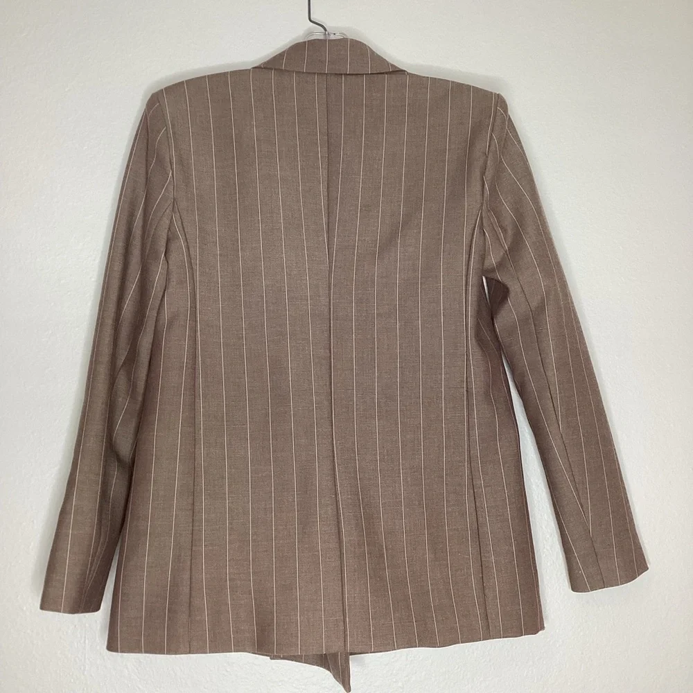 Anthropologie Brown Double Breasted Striped Blazer XXS - Picture 5 of 10